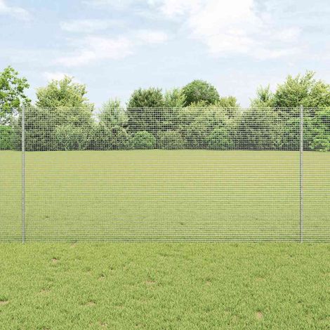 Zaun mit Pfosten Silber 1,2 x 50 m Stahl