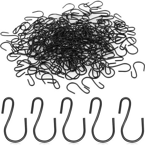 60 ganci a S neri per appendere oggetti, ganci in metallo da 2,54 cm, mini ganci a S per appendere gioielli, piccoli utensili da cucina, piante in vaso, contenitori per la casa