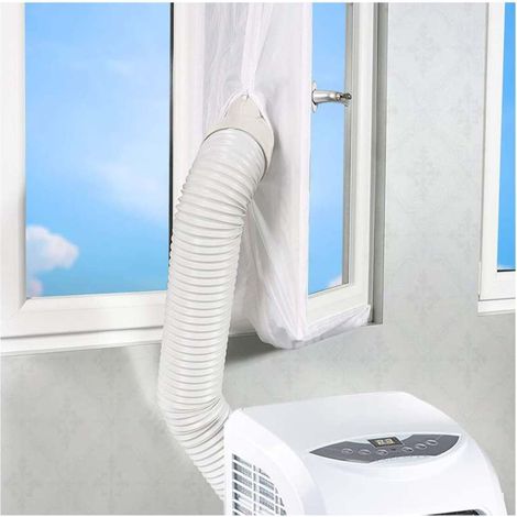 Joint d'étanchéité universel pour fenêtre de climatiseurs mobiles et sèche-linge (400 cm) avec fermeture éclair et boucle pour bloquer l'air chaud et installation facile (blanc). (1/5)