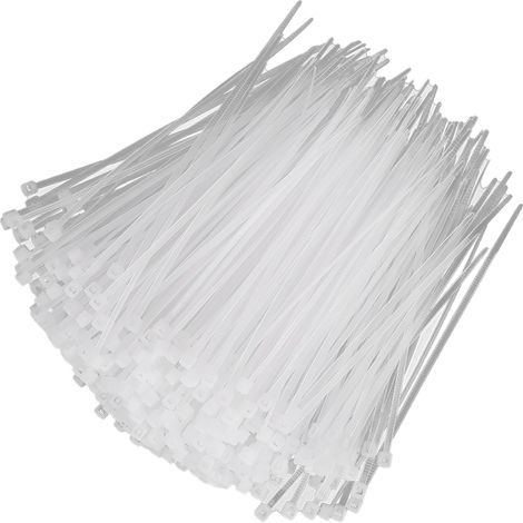 1000 pièces attaches de câbles plastiques auto-bloquantes blanches 3x100/150mm - Lot de serre-câbles (1/5)