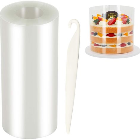Patisserie,Rouleaux Rodoide 20 cm x 5m,Transparent Patisserie Film Bordure,Rouleaux Colliers à Gâteau,Acetate Film,Décoration de Gâteaux,Anneaux pour Desserts (1/5)