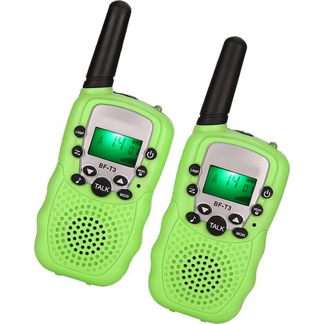 2 Pcs Talkie-Walkie Enfants 22 Canaux UHF Portée Longue Radio Communicatrice Verte (1/5)