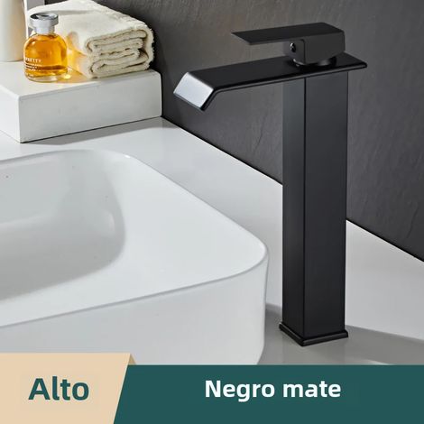(Noir, Modèle B - Long) Robinet d'eau chaude et froide moderne en acier inoxydable à poignée unique (1/2)