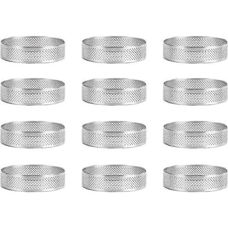 Lot de 12 cercles à tarte en acier inoxydable, compatibles avec les moules à gâteaux et mousses, 6 cm (1/5)