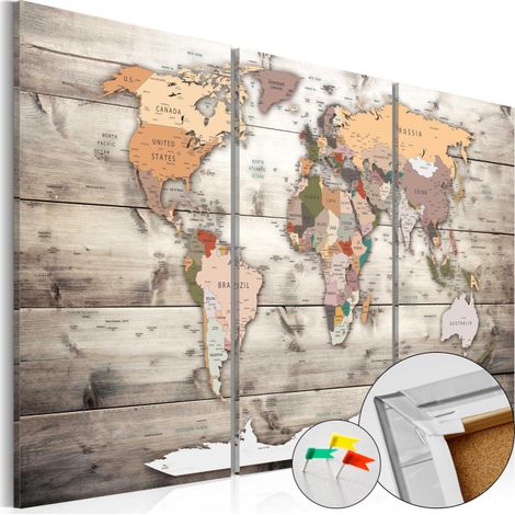 Tableau en Liège "Carte du Monde - History of Travel" 80 x 120 cm (1/2)