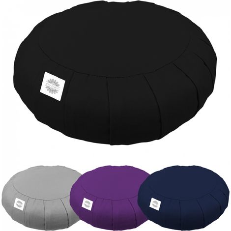 Pouf, zafu, coussin de méditation, yoga - Rond - 38 x 38 x 13 cm - Noir - Vivezen