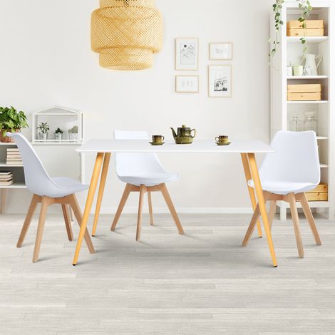 SARA Mesa de comedor escandinava para 6 personas blanca 120 cm (1/5)