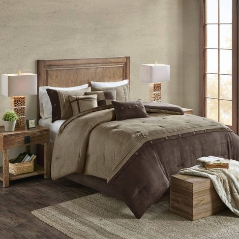Parure de lit Confortable pour Toutes Les Saisons avec Jupe, Couvre-lit, Oreiller décoratif, Polyester, Marron, King (264,2 x 233,7 cm) (1/5)