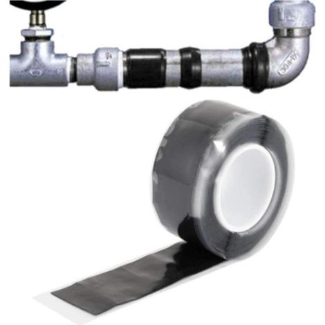 3m 2 Rouleau de ruban adhésif en silicone noir imperméable à l'eau résistant aux hautes températures pour réparer les tuyaux d'eau (1/5)