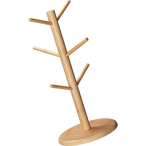 Porte-mug à 6 crochets multifonction en bois composite design arbre pour cuisine (1/5)