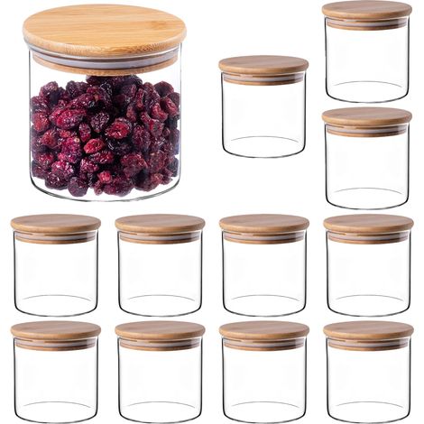 Recipiente para alimentos, material de vidrio, capacidad de 680 ml, 22 cm de altura, 10 cm de diámetro, cierre hermético. (1/5)