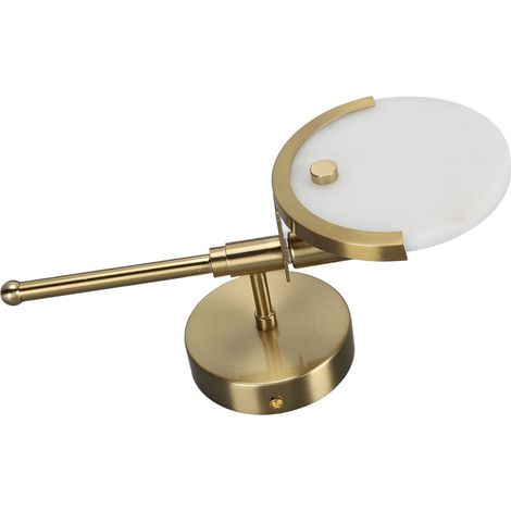 Applique murale dorée, style moderne et innovante, ronde, en marbre, à LED, câblée, pour chambre à coucher ou couloir d'hôtel (100-240 V). (1/5)