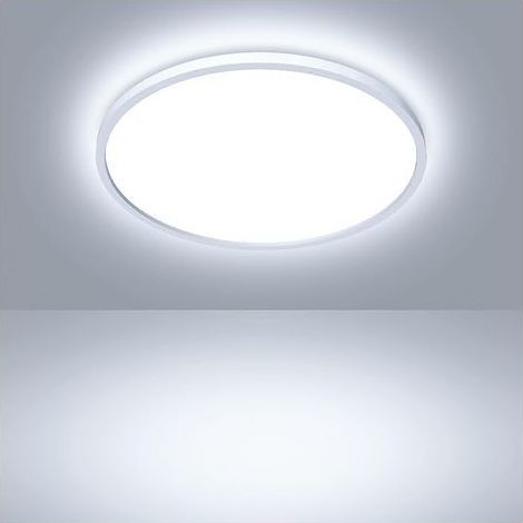TAISHENGDA - Runde LED-Deckenleuchte, 18 W, 2400 lm, 6500 K, moderne Innenbeleuchtung, geeignet für Badezimmer, Wohnzimmer, Küche, Schlafzimmer, Flur, Garage, Ø 24 cm (Silber) (1/5)