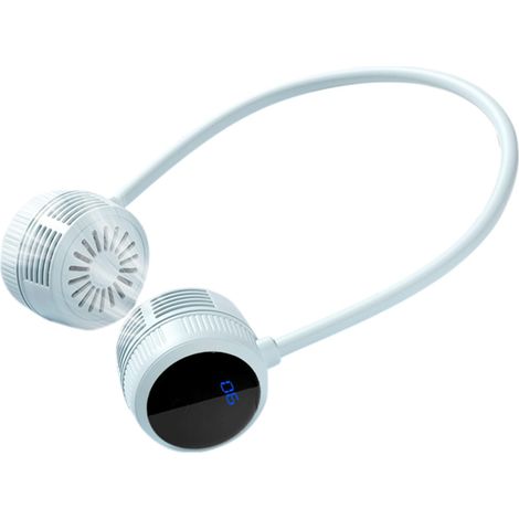 Ventilateur de nuque mains libres - Tuyau flexible - Réglage à 360° - Type C - Charge rapide - 6 vitesses - Avec écran LCD - Pour bureau, voyage et extérieur - Bleu (1/5)