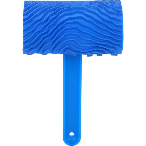 Rouleau à Peinture Effet Bois en Caoutchouc Bleu Outil de Décoration Murale DIY avec Poignée 9.8x6cm Accessoire Pratique et Durable (1/5)
