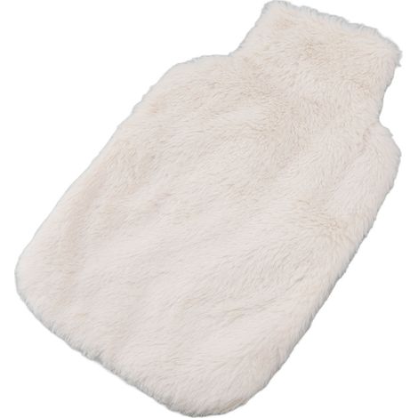Sac d'eau chaude 2000ML, poche thermique en caoutchouc double face, grand coussin chauffant anti-éclatement pour maison et douleurs dorsales, beige (1/5)