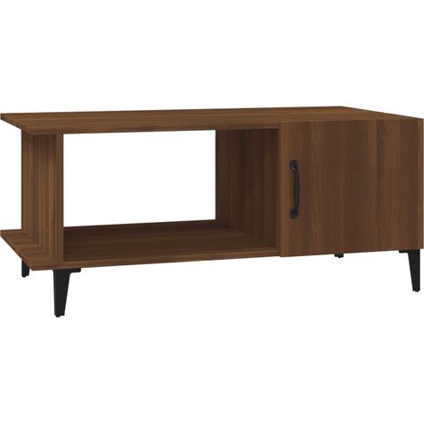 Mesa de centro de diseño moderno y contemporáneo 90 x 50 x 40 cm madera de ingeniería marrón y metal DEC038805