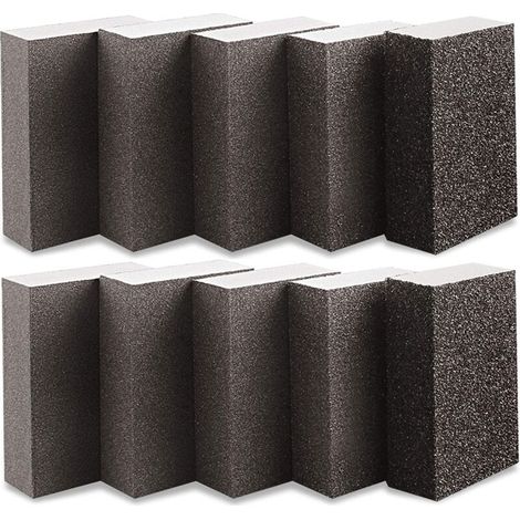 Éponge De Ponçage 10 Pièces Grain 1000-1200 Blocs De Ponçage 70 X 100 X 25 Mm Utilisation Humide Et Sèche Pour Bois Métal Peinture Lavable Et Réutilisable (1/5)
