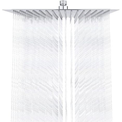 Garden FutureTete de Douche Inox - Economie d'Eau, Pommeau Carré 30CM, Tete Pluie Universelle Filetage 1/2 Pouce, Rotatif 360°, Inclinable 30°, Facile à Installer et à Nettoyer (1/5)