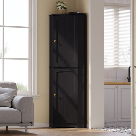 Eckschrank, Aufbewahrungsschrank mit 2 Türen und verstellbaren Einlegeböden, Sideboard für Küche, Esszimmer, Wohnzimmer , 42 × 42 × 166 cm (1/5)