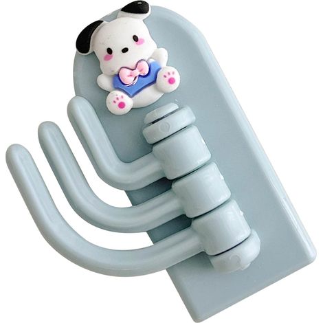 Patère murale autocollante innovante en forme d'animal mignon pour enfants, idéale pour les dortoirs : chien avec nœud papillon bleu (1/5)
