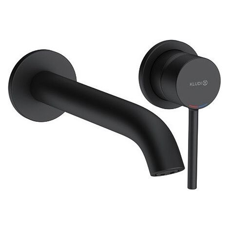 Mitigeur lavabo BOZZ 220 mm encastrable noir mat, 2 trous, bec mural 220 mm KLUDI