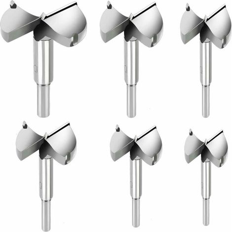 Set di 6 punte da trapano per legno, frese in metallo duro per legno, diametro 30/35/40/45/50/60 mm, punte per forare prodotti in legno, cassetti, prodotti in plastica, legno, compensato.