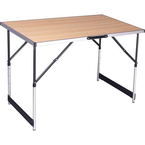 WOLTU Tavolo Pieghevole Portatile da Campeggio Giardino in Alluminio Legno 100cm Quercia (1/4)