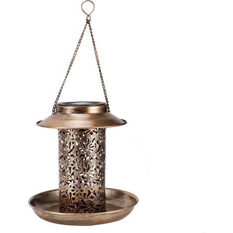 Mangeoire à oiseaux solaire Lumière de jardin solaire Lampe suspendue extérieure Décoration ajourée (1/5)