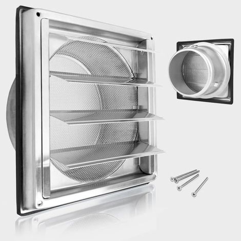 Grille de ventilation 125 mm, clapet anti-retour en acier inoxydable 304, grille étanche, ventilation en acier inoxydable, pour conduit de VRC (1/5)