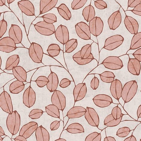Landhaus Tapete Profhome 791482 heißgeprägte Vliestapete leicht strukturiert mit floralen Ornamenten matt grau rot-braun alt-rosa 5,33 m2