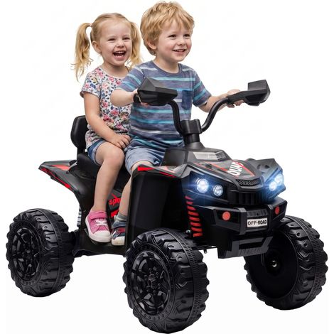 AIYAPLAY 24V 2 Seater Electric Quad Bike for Kids, Ride On Car ATV, Black (1/5)