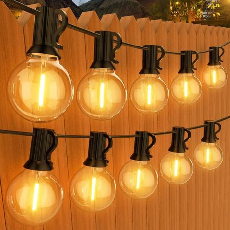 AMXCNOY G40 30 m Lichterkette für den Außenbereich, mit 50 + 2 E12 LED-Lampen, IP45 wasserdicht, warmweißes Licht, ideal für Terrasse, Party und Hochzeit (1/5)