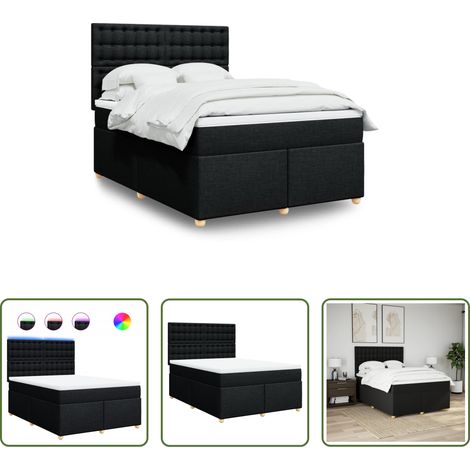 Matelas à ressorts ensachés - Sommier à lattes de lit avec matelas Noir 160x200 cm Tissu (1/5)