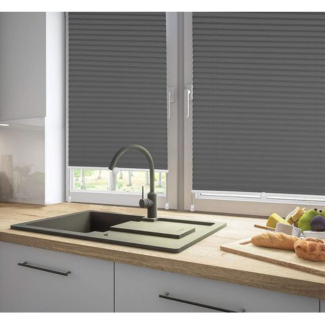 Store Plissé sans Perçage 55x130cm, Gris (1/5)
