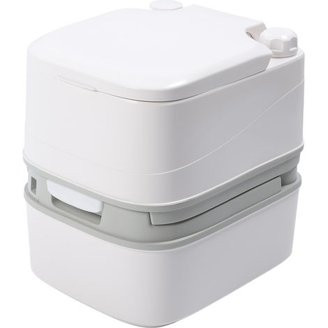 Toilettes portatives pour camping-car, 6,3 gallons, avec pompe à piston et indicateur de niveau, pot de voyage à double sortie pour camping, randonnée, bateau, blanc (1/5)