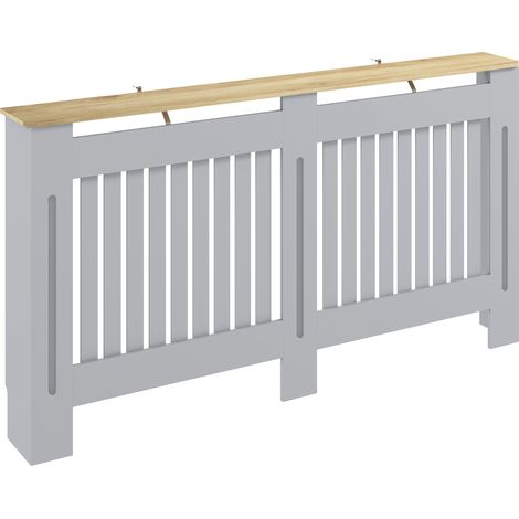 HOMCOM Radiator Cover Painted Slatted MDF Cabinet Lined Grill 152x19x81cm