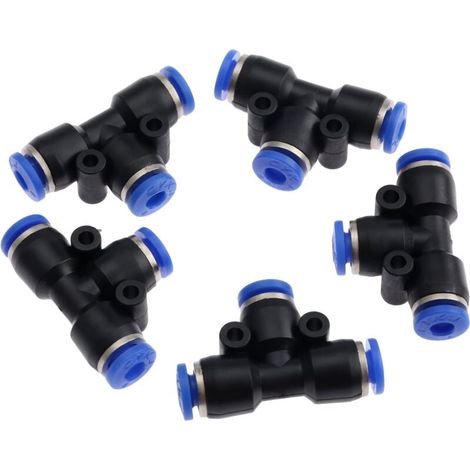 Lot de 5 connecteurs pneumatiques rapides à 3 voies pour tuyau d'arrosage, connecteur à pression pour tuyau d'arrosage, connecteur de robinet - 4 mm (1/5)