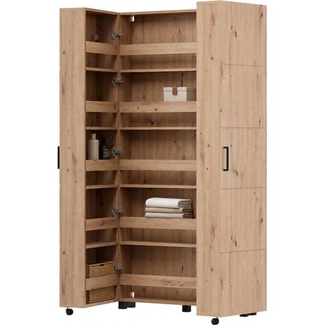 Scarpiera Bled, Mobile Portascarpe 15 Ripiani, 2 Ante, Ante con Doppia Capienza, Apertura con Ruote, 92x33x185h cm Marrone Rovere Nodi