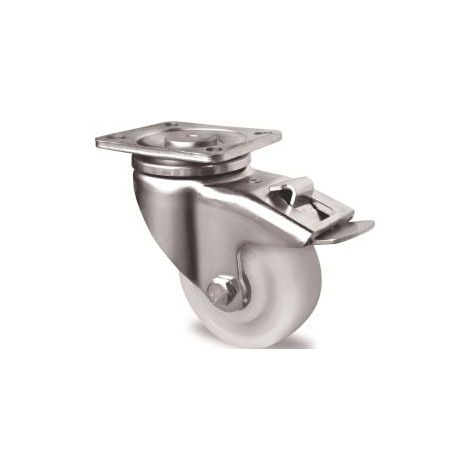 Rueda  giratoria  para  cargas  pesadas  D.100mm  Cap.  500kg  con  freno  PA  100x85mm  blanca  TECWERK (1/2)