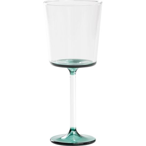 Discobolo Calice da Vino Rosso in Vetro Borosilicato Soffiato a Mano, Set da 4 Pezzi, Capacità 46,5 cl, Design con Fondello Verde Lago Elegante