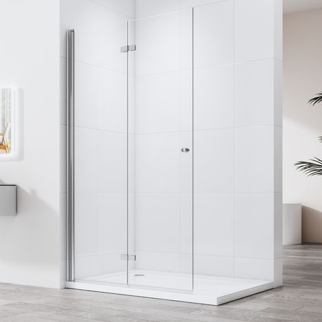 Walk in Duschwand 120x185 cm Falttür Dusche Duschtrennwand 6mm ESG-Sicherheitsglas (1/4)