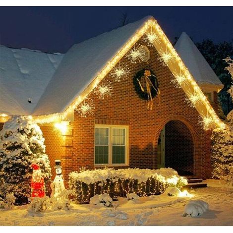 Fiocchi di neve cadenti tenda 5 stelle 600luci led cascata scintille luminose decorazioni addobbi casa locali pub ristoranti - colorigenerali: BIANCO CALDO (1/5)