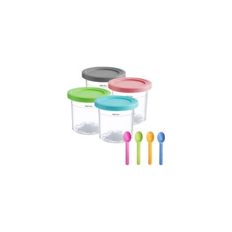 Set of 4 Ninja Creami CN301CO NC300 Compatible Ice Cream Tubs, Leakproof Lid, Dishwasher Safe, for Sorbets and Milkshakes