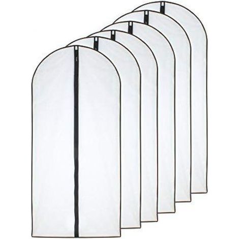 Sacs à vêtements (ensemble de 6 pièces) - sacs à vêtements en plastique à fermeture éclair taille (24 pi x 40 po, noir) (1/5)