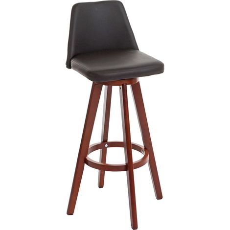 Sedia sgabello HHG-569 girevole design moderno legno ecopelle marrone (1/5)