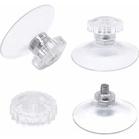 ALLIANDISlot de 30 Ventouses avec Filetage et écrous moletés Ø 45 mm, Transparentes, pour Voiture, Camping, vitre, Pare-Soleil (1/4)