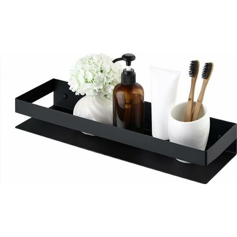 Candyse Etagere Murale Salle De Bain Etagere Douche Acier Inoxydable 40 CM Etagère Murale Acier Noir, (1/5)