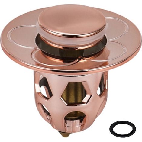 Tapón de fregadero de acero inoxidable YMYNY, tapón de desagüe universal para lavabo de encimera, tapón de baño, oro rosa (1/5)