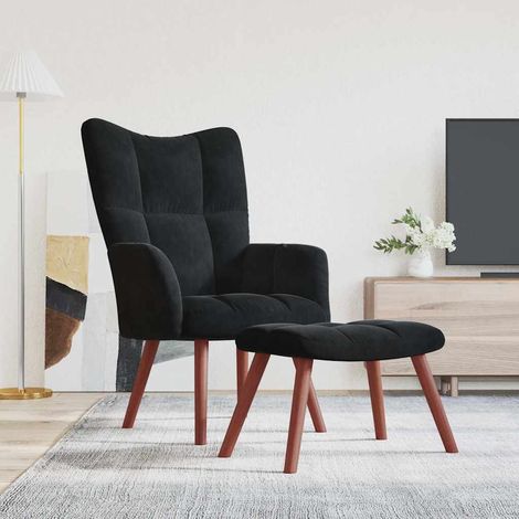 vidaXL Poltrona Relax con Poggiapiedi Nero in Velluto